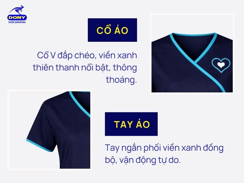 kieu co va tay ao dong phuc ho ly mau xanh duong
