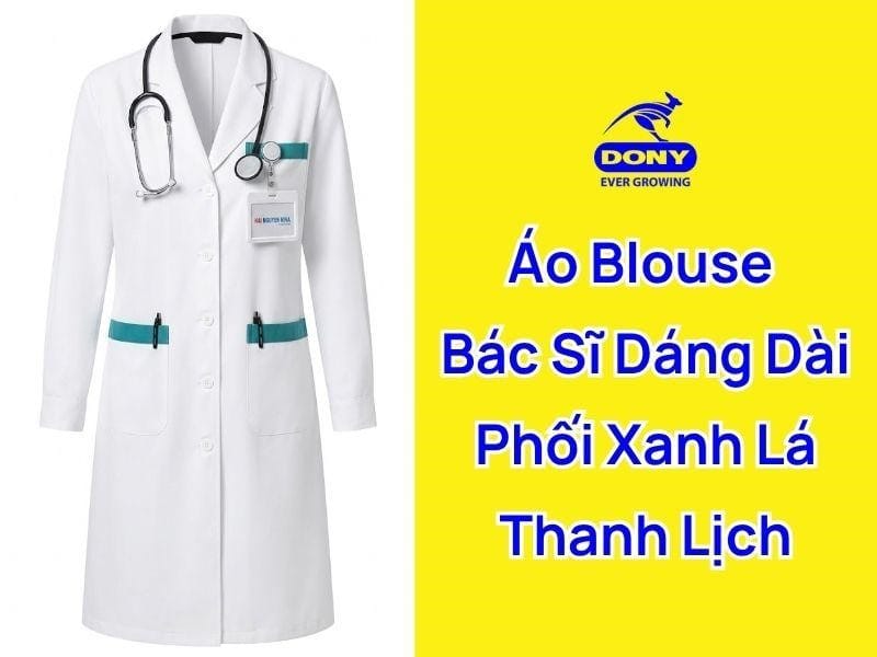 Mẫu áo Blouse dáng dài phối xanh lá