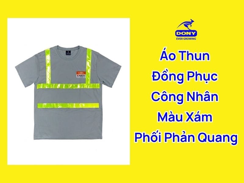 áo thun công nhân màu xám phối phản quang