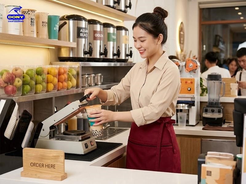 Phần túi trước được bố trí hợp lý, giúp nhân viên dễ dàng mang theo bút, sổ order