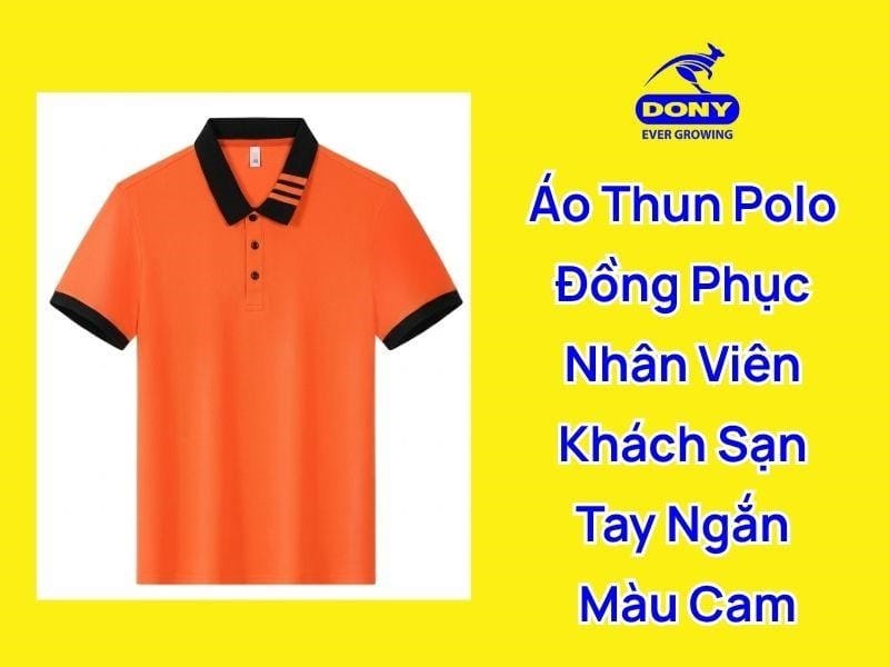 Mẫu polo đồng phục khách sạn tay ngắn, màu cam