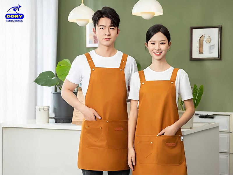 tạp dề đồng phục quán trà sữa dáng dài