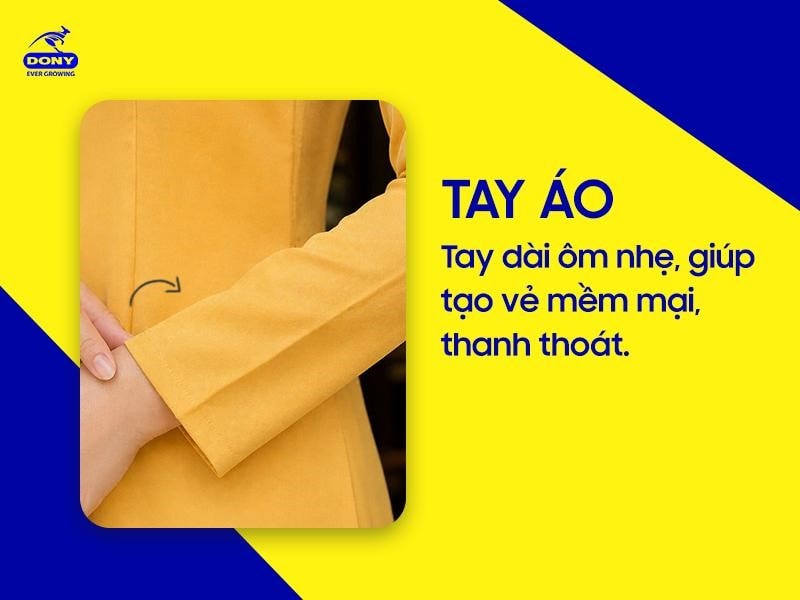 Tay dài ôm nhẹ, giúp tạo vẻ mềm mại, thanh thoát