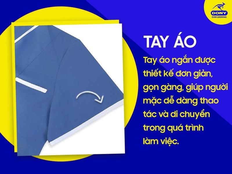 Tay áo ngắn được thiết kế đơn giản, gọn gàng