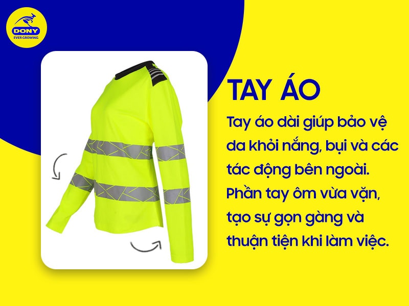 tay ao thun cong nhan xanh neon