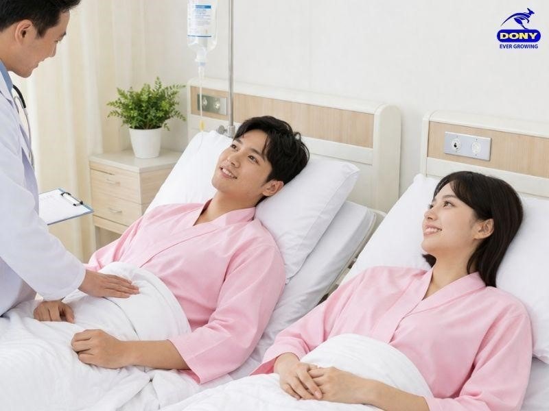 Mẫu đồng phục được thiết kế theo kiểu dáng Pyjama cách điệu với phần tà đắp chéo tinh tế