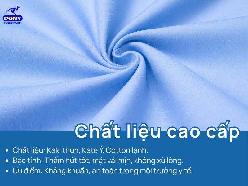 vai may dong phuc ho ly mau xanh da troi