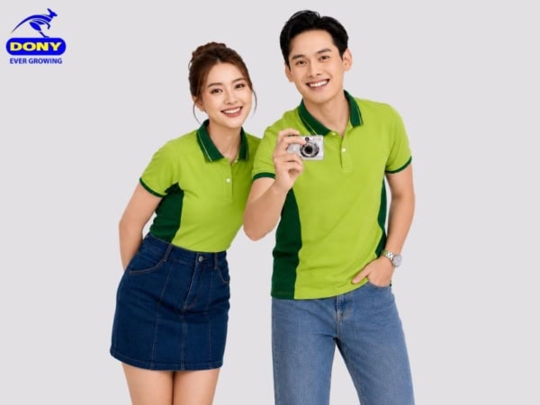Mẫu áo thun đồng phục công ty màu xanh lá