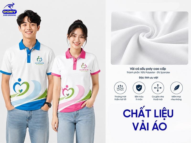 Áo sử dụng chất liệu cá sấu poly cao cấp có độ thoáng khí tốt