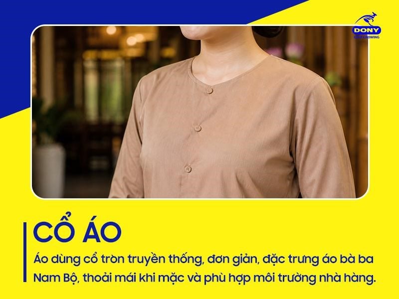 Áo sử dụng cổ tròn truyền thống, thiết kế đơn giản