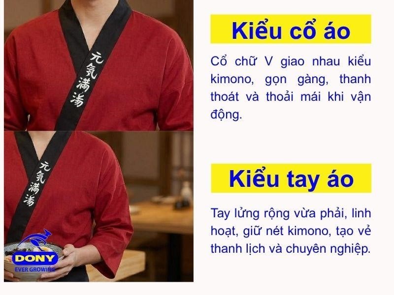 Áo được thiết kế cổ chữ V, tay lững rộng vừa phải