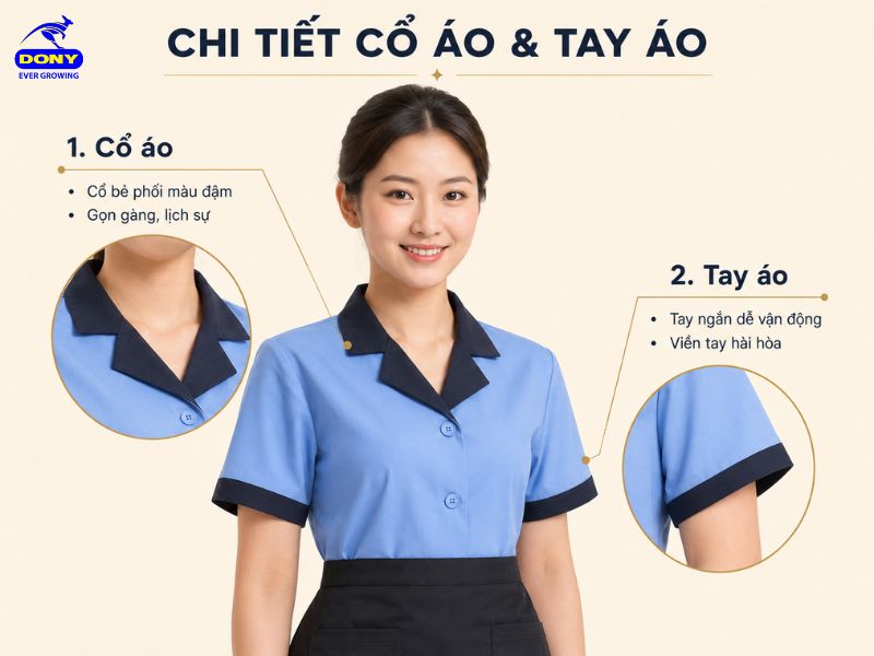 co va tay tap vu xanh duong phoi tap de ngan