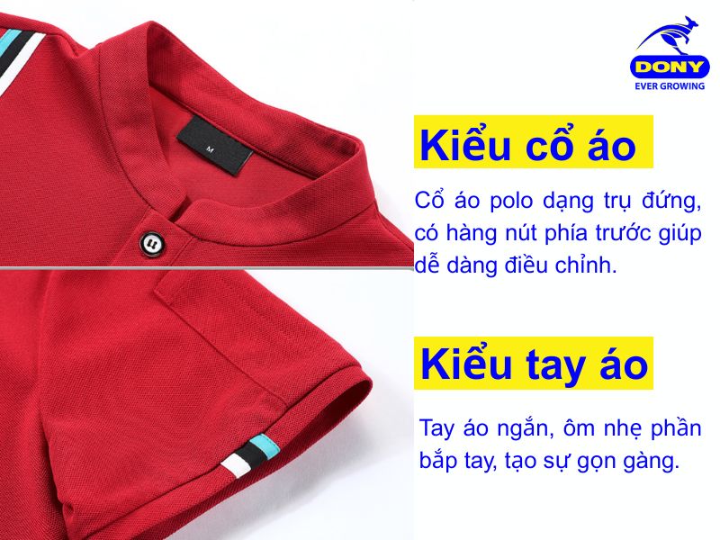 kieu co va tay ao thun nha hang mau do