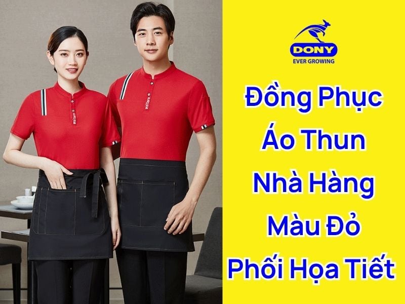 mau ao thun nha hang mau do phoi hoa tiet