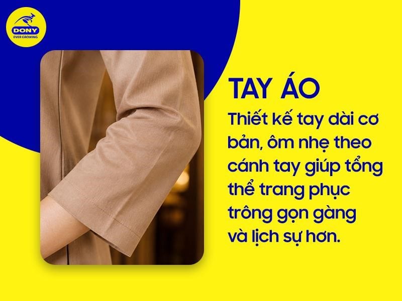 Thiết kế tay dài cơ bản, ôm nhẹ theo cánh tay giúp tổng thể trang phục trông gọn gàng