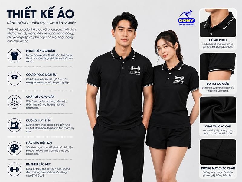 Thiết kế polo thể thao mang phong cách tối giản nhưng vẫn tạo điểm nhấn mạnh mẽ