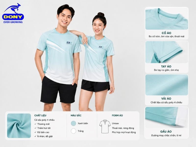 Form áo thể thao hiện đại, dáng suông vừa vặn giúp người mặc dễ dàng di chuyển và vận động