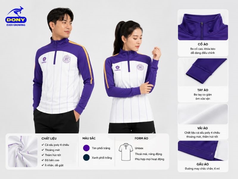 Form áo thể thao tay dài được thiết kế gọn gàng, vừa vặn với cơ thể nhưng vẫn tạo cảm giác thoải mái khi vận động