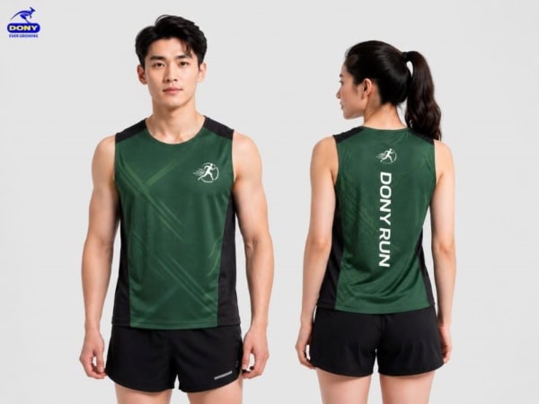 Mẫu áo ba lỗ đồng phục thể thao màu xanh rêu