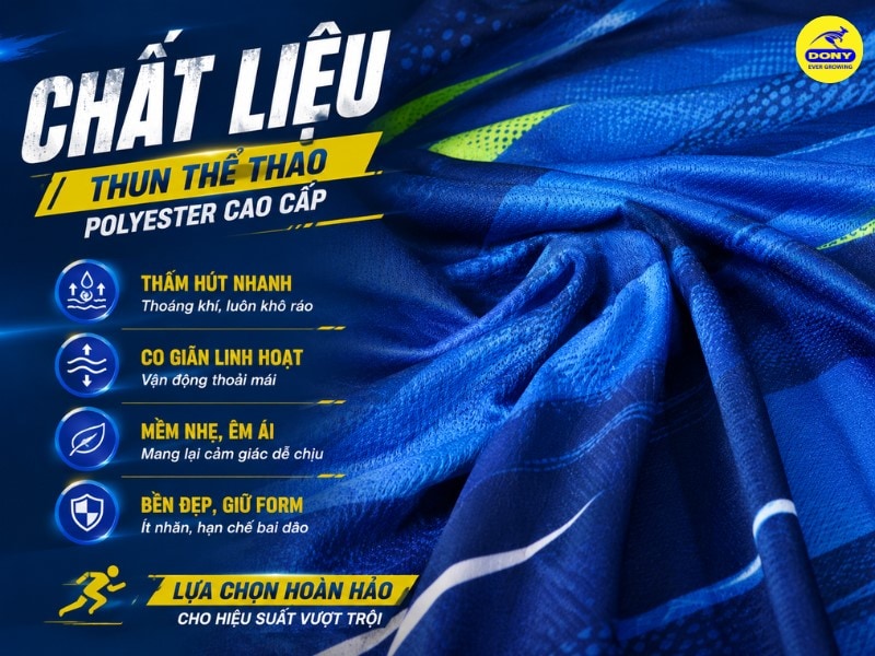 Mẫu áo được may từ vải thun thể thao Polyester cao cấp