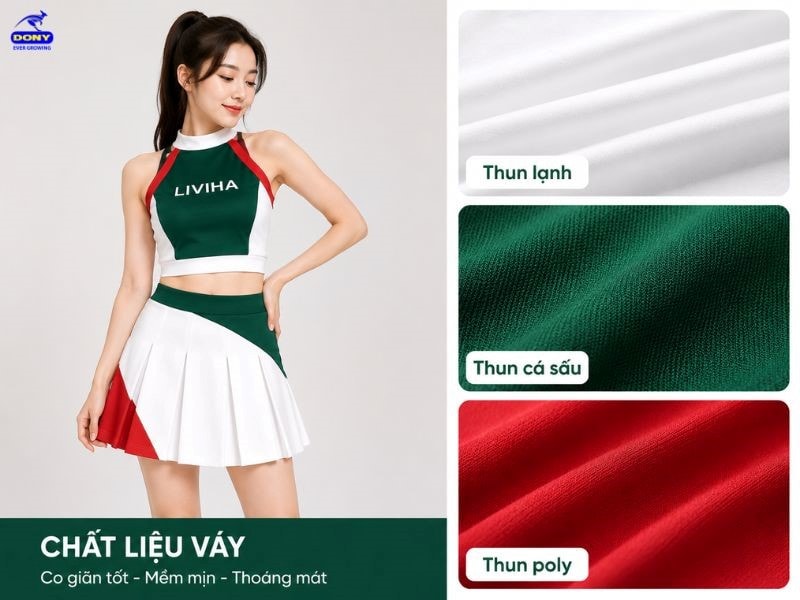 Mẫu đồng phục PG này được may từ các chất liệu thun cao cấp như thun cá sấu, thun lạnh, thun poly