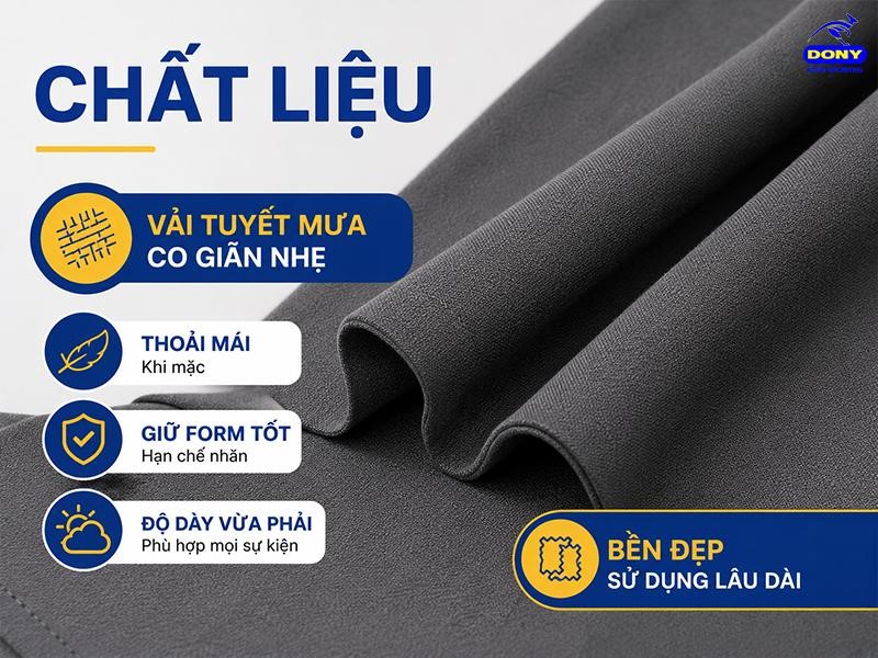 Mẫu đồng phục được may từ vải tuyết mưa co giãn nhẹ