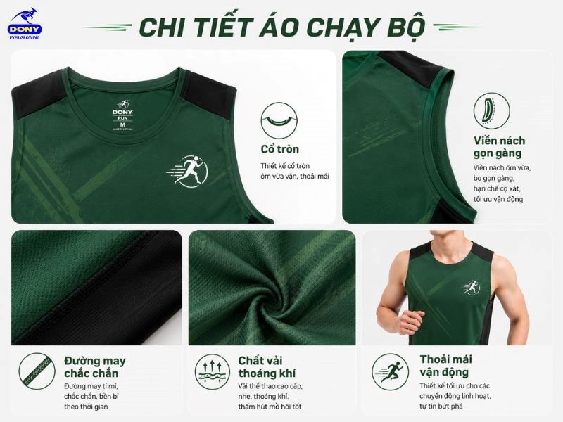 Áo sử dụng cổ tròn thể thao, ôm vừa phải, tạo cảm giác thoải mái và dễ vận động