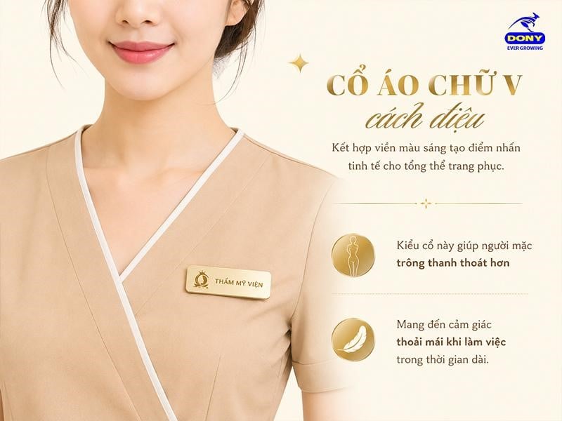 Cổ áo chữ V cách điệu kết hợp viền màu sáng tạo điểm nhấn tinh tế cho tổng thể trang phục