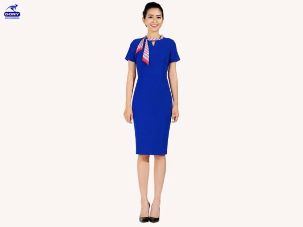 Mẫu váy đồng phục màu xanh coban