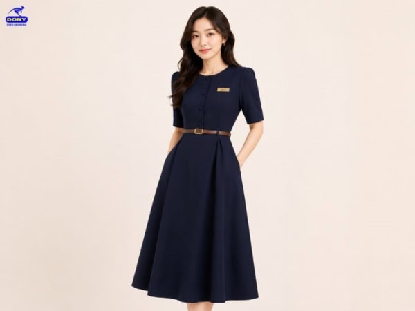 Đầm đồng phục màu xanh than