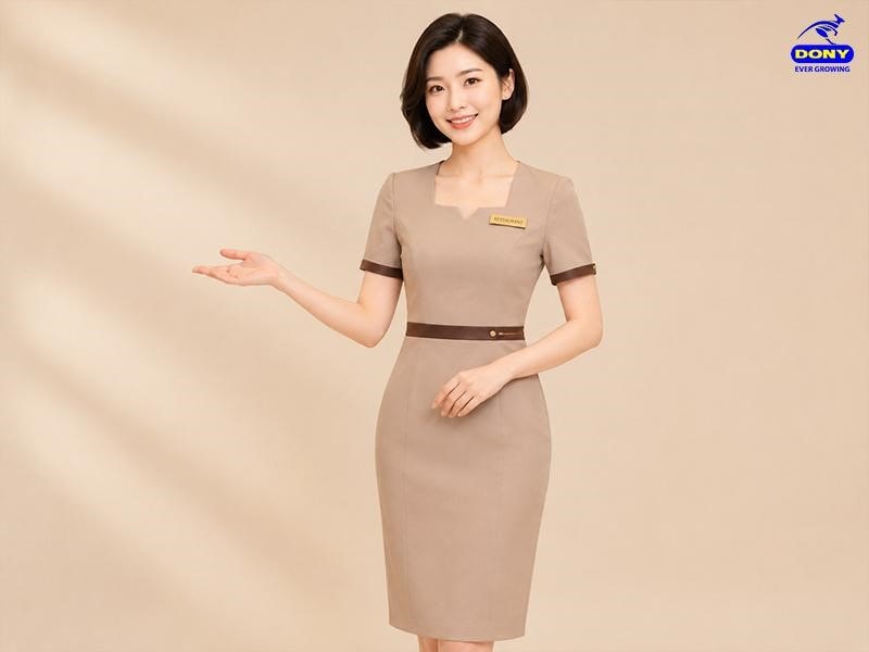 Mẫu đầm liền đồng phục nhà hàng
