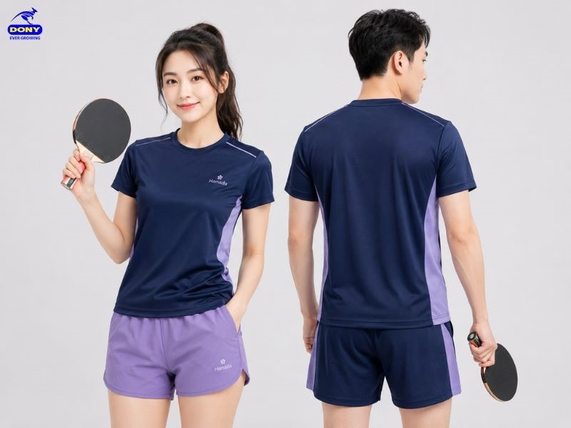 Bộ quần áo đồng phục thể thao xanh than phối tím