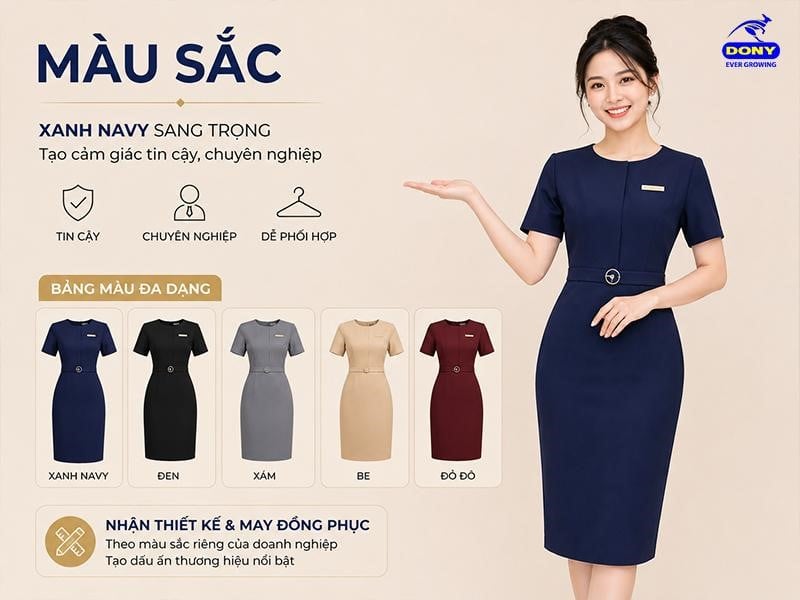DONY còn nhận thiết kế và may đồng phục theo màu sắc riêng của doanh nghiệp