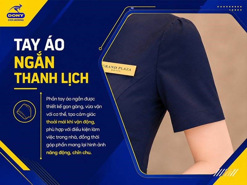Phần tay áo ngắn được thiết kế gọn gàng, vừa vặn với cơ thể, tạo cảm giác thoải mái khi vận động