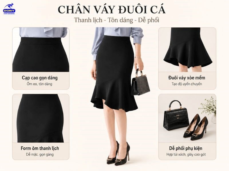Điểm thu hút của mẫu chân váy đồng phục này nằm ở thiết kế eo cao đơn giản nhưng tinh tế