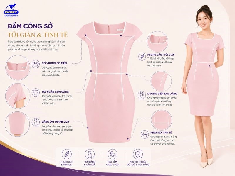 Mẫu đầm được xây dựng theo phong cách tối giản nhưng vẫn tạo dấu ấn riêng