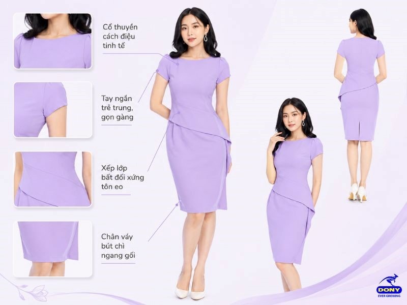 Mẫu đầm được xây dựng theo phong cách thanh lịch với phom váy ôm nhẹ