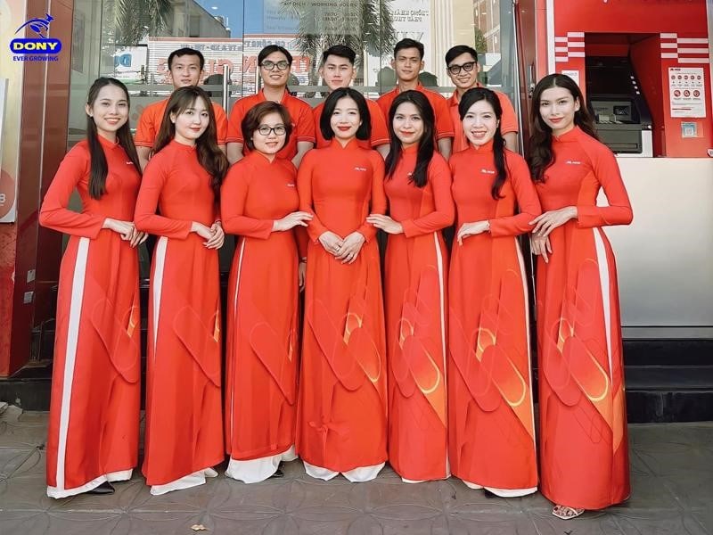 Đồng phục áo dài ngân hàng MSB.