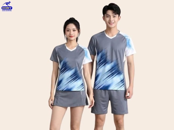 Bộ quần áo đồng phục thể thao màu xám ghi phối xanh dương
