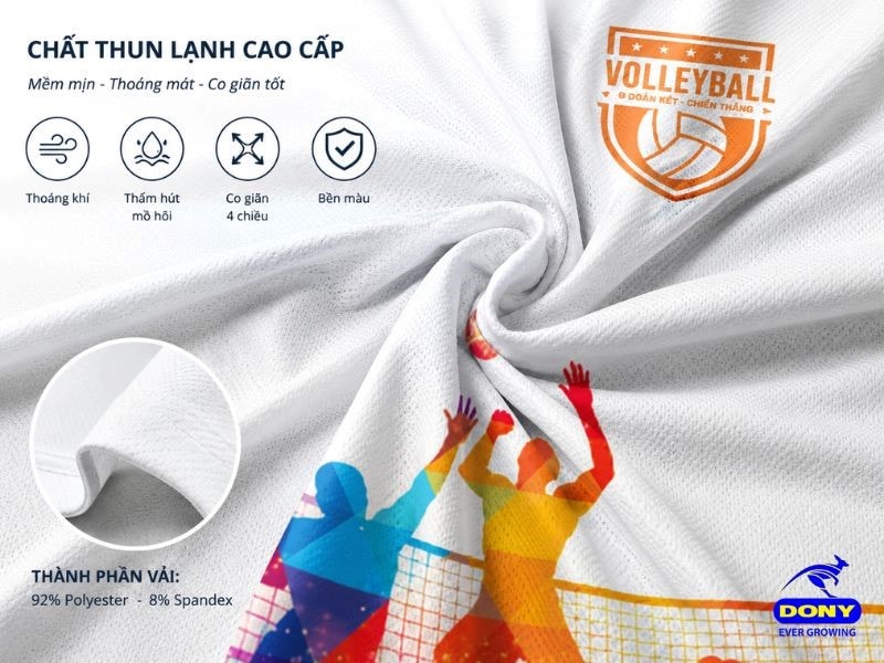 Áo được may từ chất liệu vải thun lạnh thể thao chuyên dụng có khả năng co giãn tốt