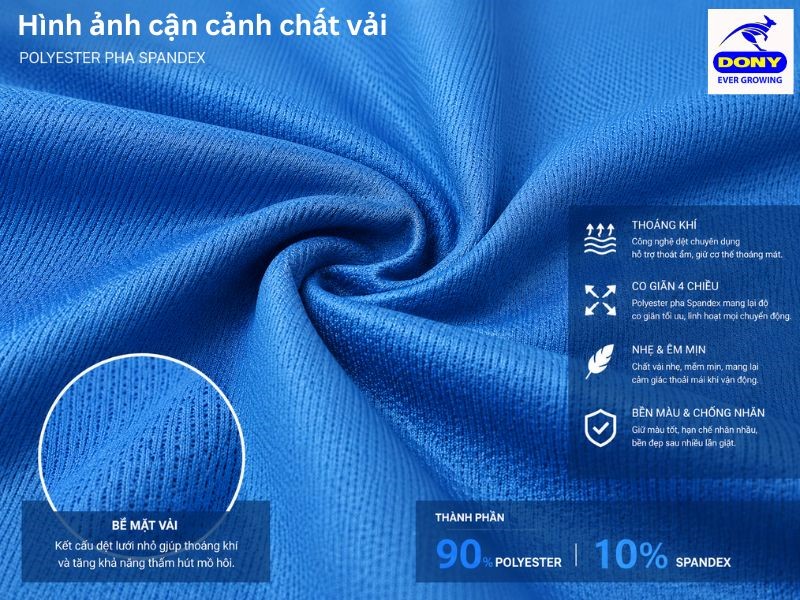 Mẫu áo được may từ chất liệu polyester pha spandex cao cấp,