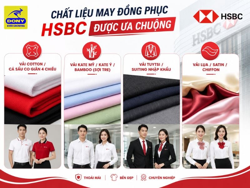Chất liệu may đồng phục HSBC được ưa chuộng
