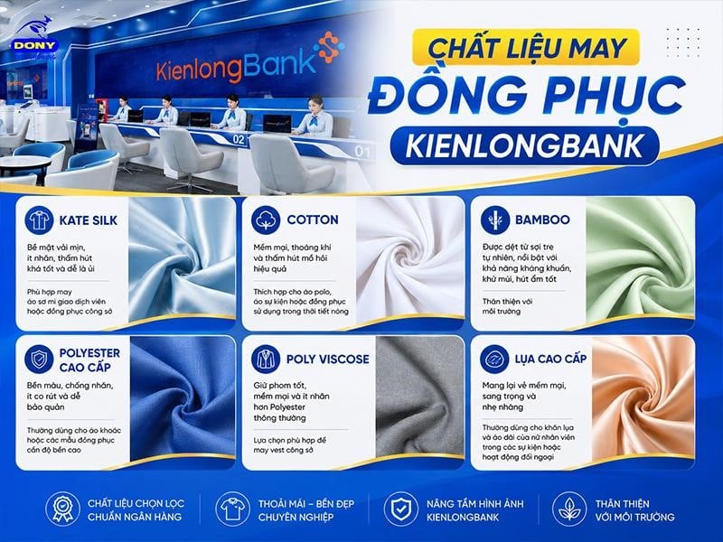 Chất liệu may đồng phục KienLongBank phổ biến