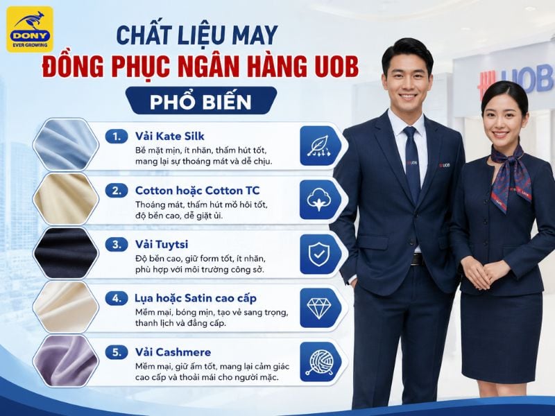 Chất liệu may đồng phục ngân hàng OUB phù hợp