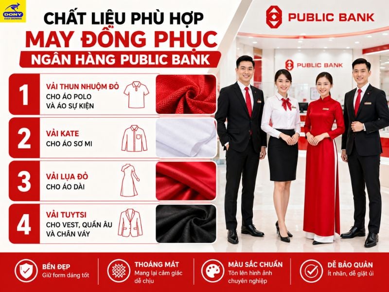 Chất liệu phù hợp may đồng phục ngân hàng Public Bank