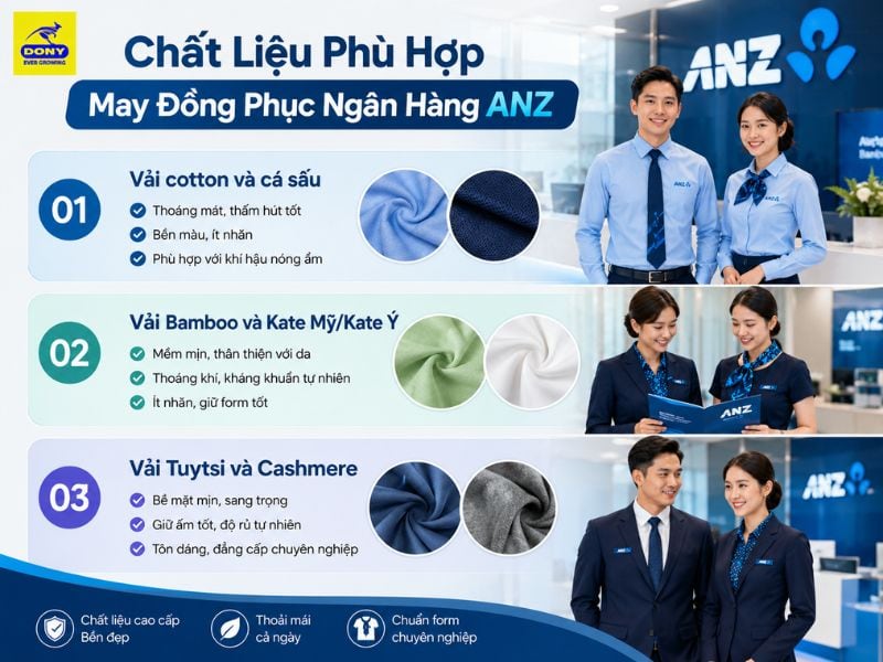 Chất liệu phù hợp may đồng phục ngân hàng ANZ