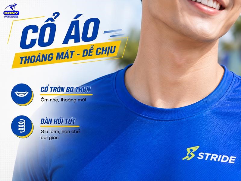 Áo sử dụng cổ tròn bo thun ôm nhẹ phần cổ