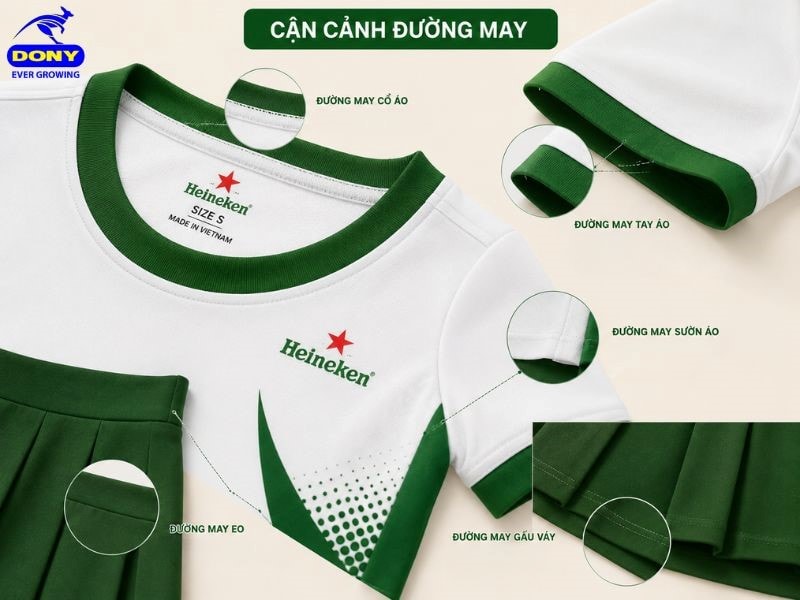 Các chi tiết được may cẩn thận với đường chỉ đều đẹp, chắc chắn