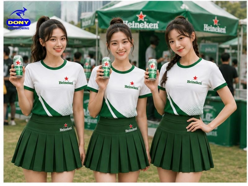 Hình ảnh set đồng phục PG áo thun kết hợp chân váy xếp ly