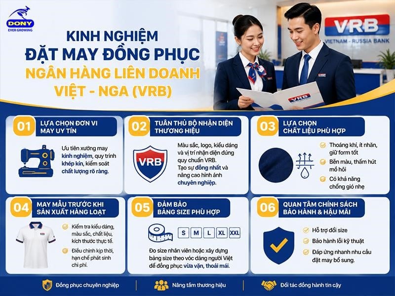 Kinh nghiệm quan trọng khi may đồng phục ngân hàng Liên doanh Việt - Nga (VRB).